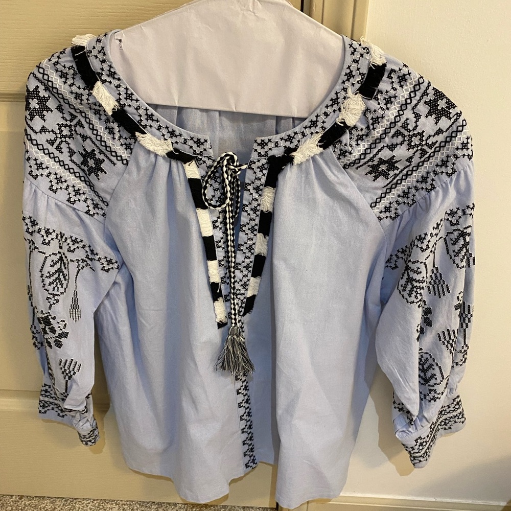 FREE THE ROSES blue embroidered Gillian tunic!